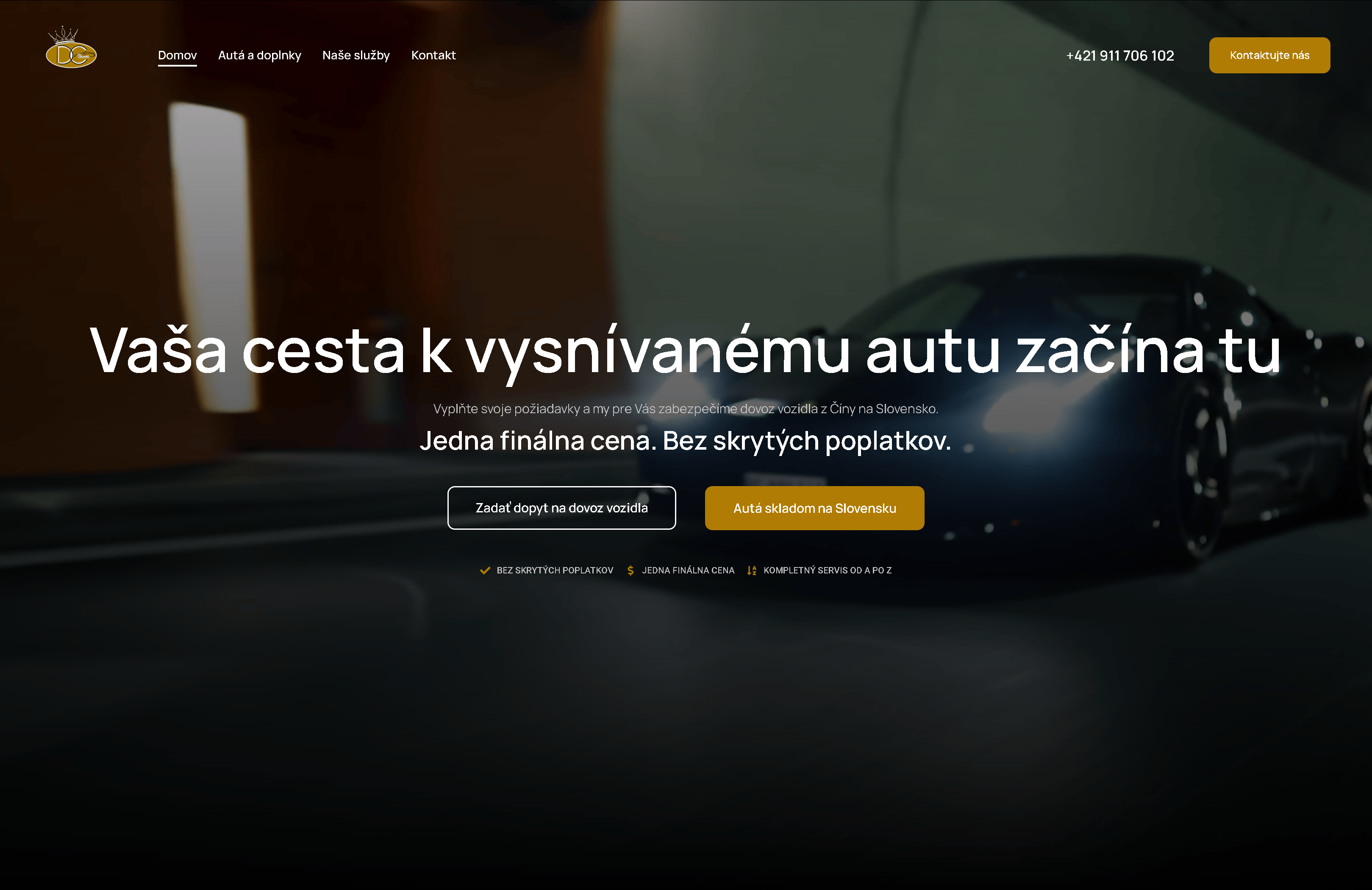 DoweCars premium vehicle import website homepage
