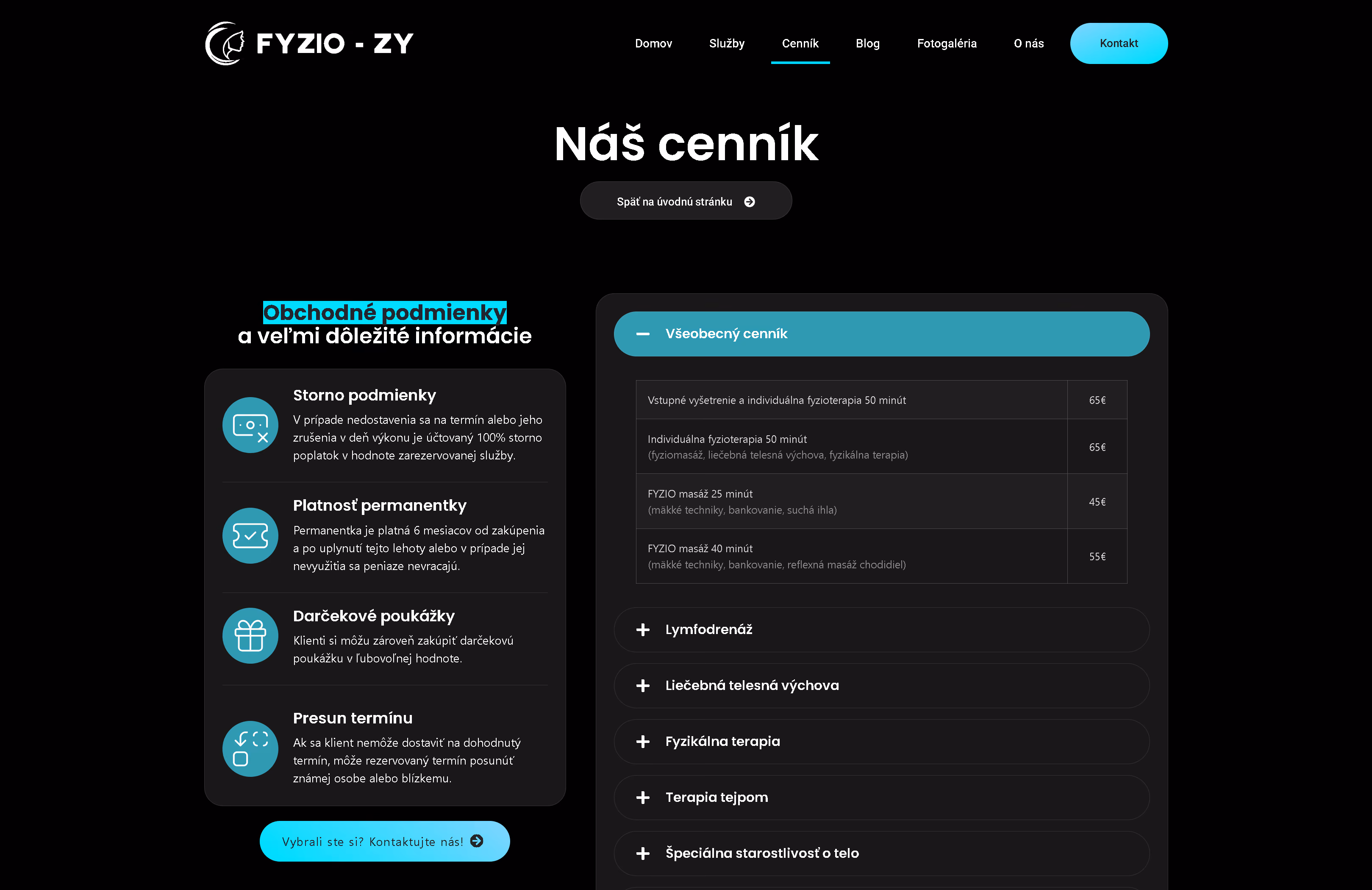 FYZIO ZY pricing page shown on a MacBook