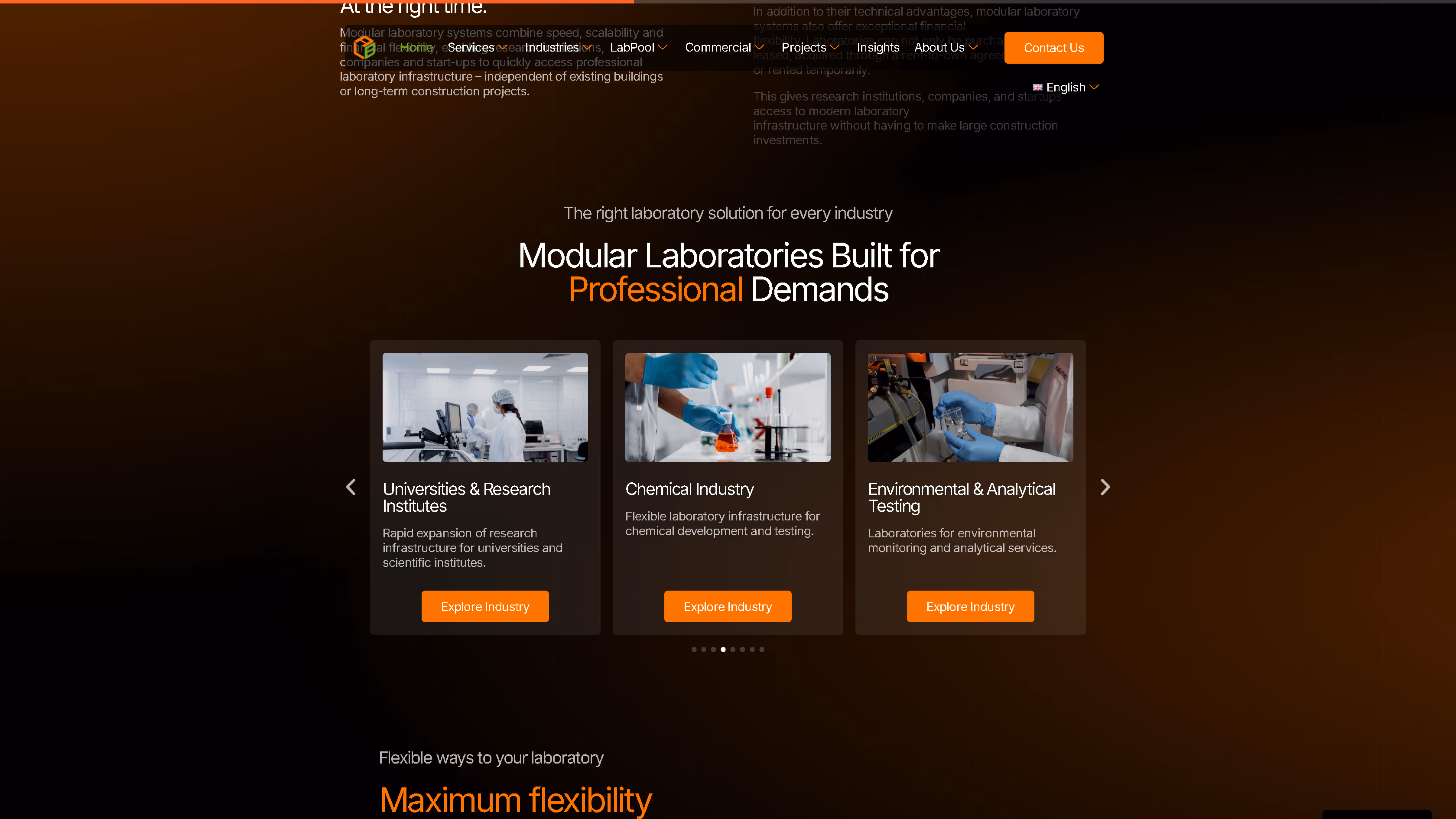 LAB Modulbau bilingual website interface