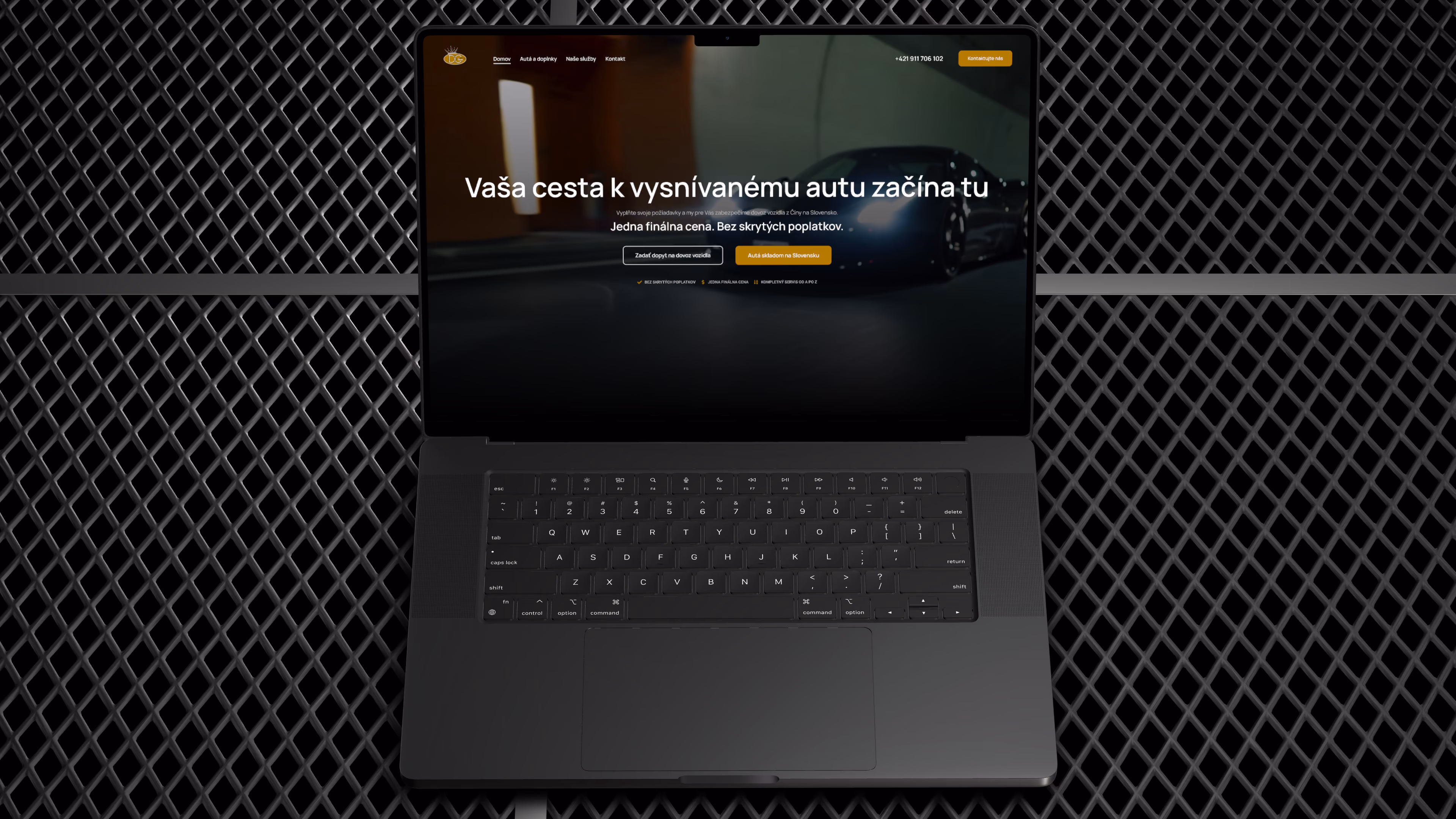 DoweCars automotive import website shown on a laptop