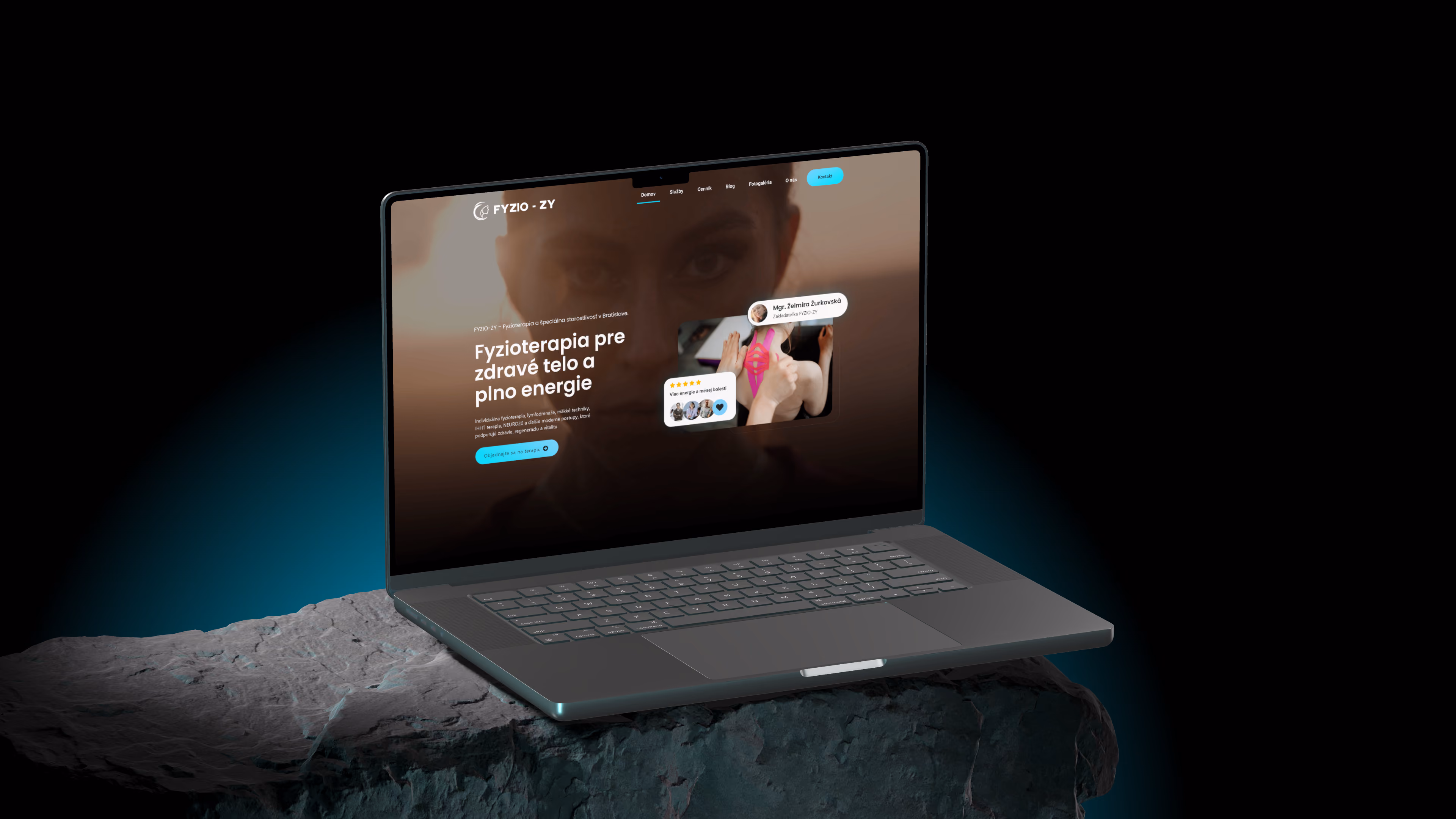 FYZIO ZY physiotherapy website shown on a laptop