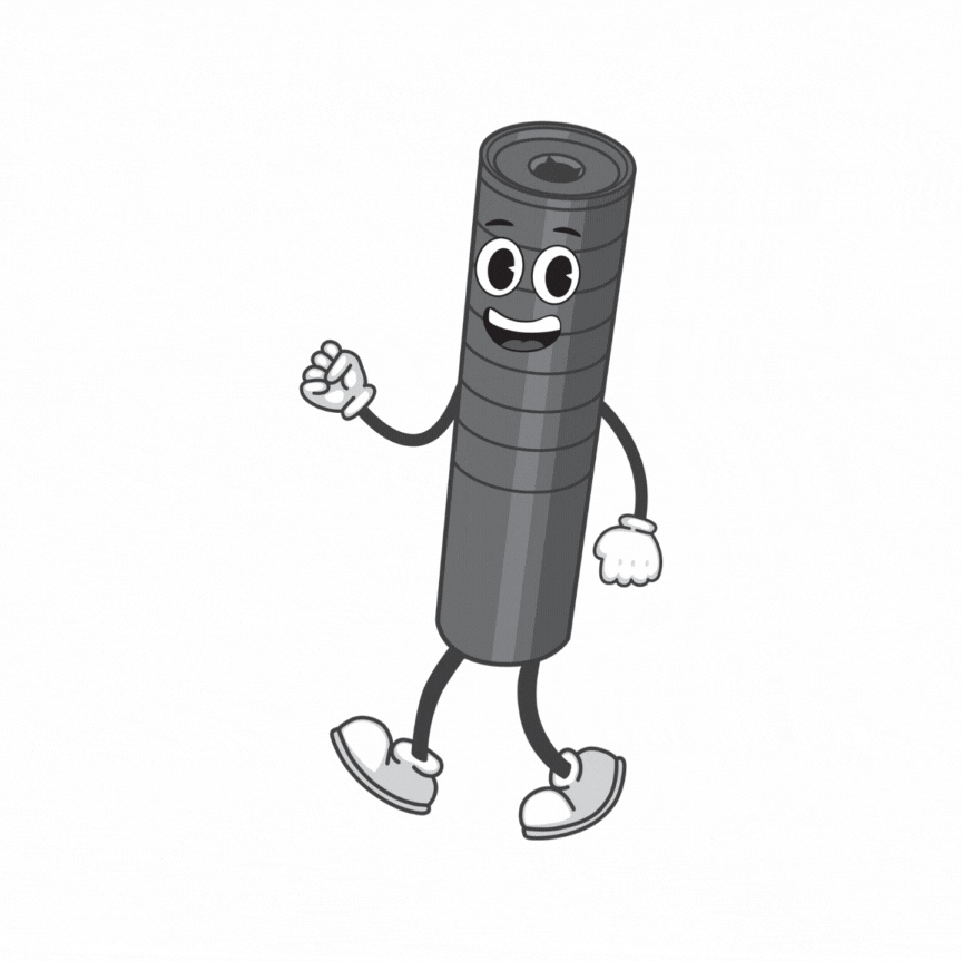 Suppressor Sam dancing a jig.