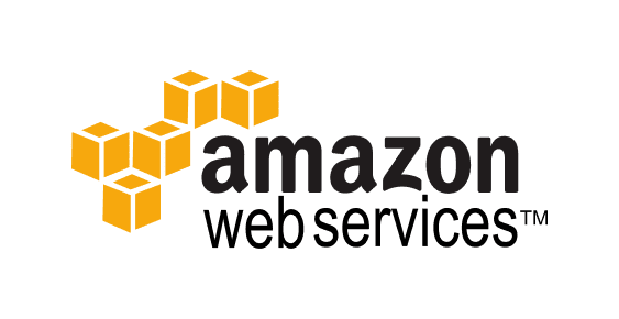 Amazon Web Services logo with orange cube icon and black text