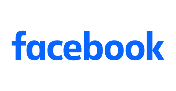Facebook logo in bright blue text on white background