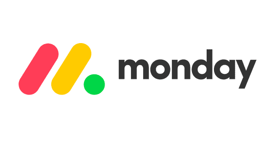Monday logo with red, yellow, and green geometric shapes
