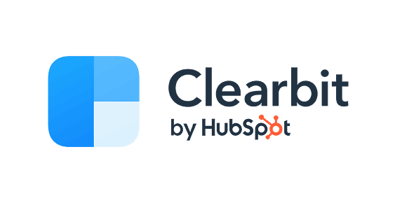 Clearbit by HubSpot logo with blue rounded square icon