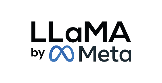 LLaMA by Meta logo featuring black text and blue infinity symbol