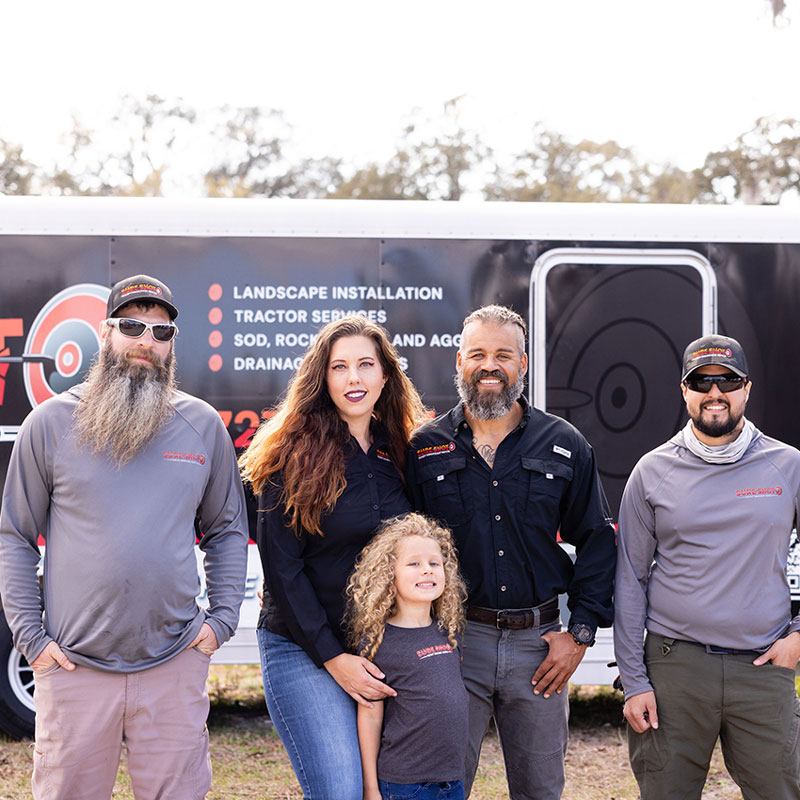 sure shot property enhancement services team with owners Christopher and Katrina and their daughter in Tampa Bay