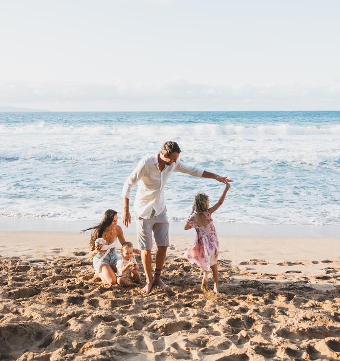 Will McKinney and family at D.T. Fleming Beach, Kapalua, Maui