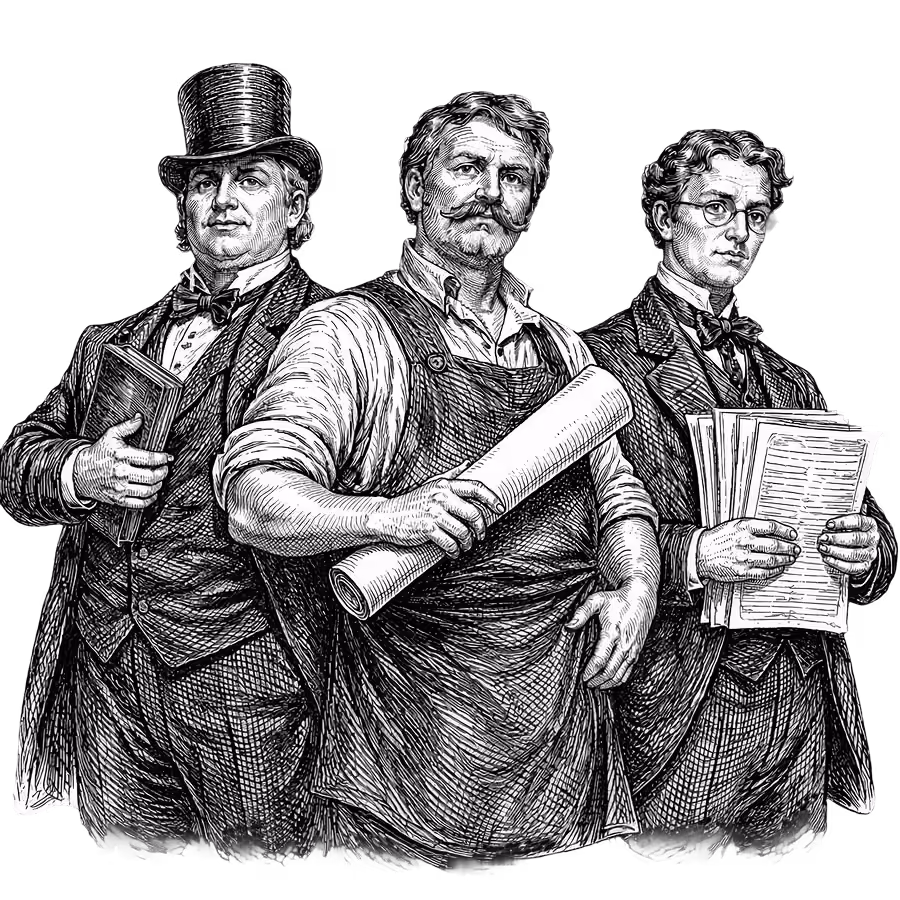 Gravure représentant des dirigeants de TPE et PME