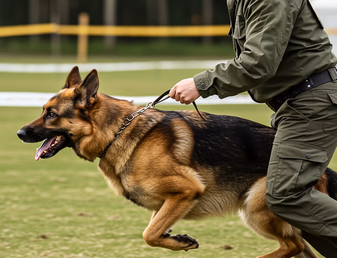 shepherd with handler