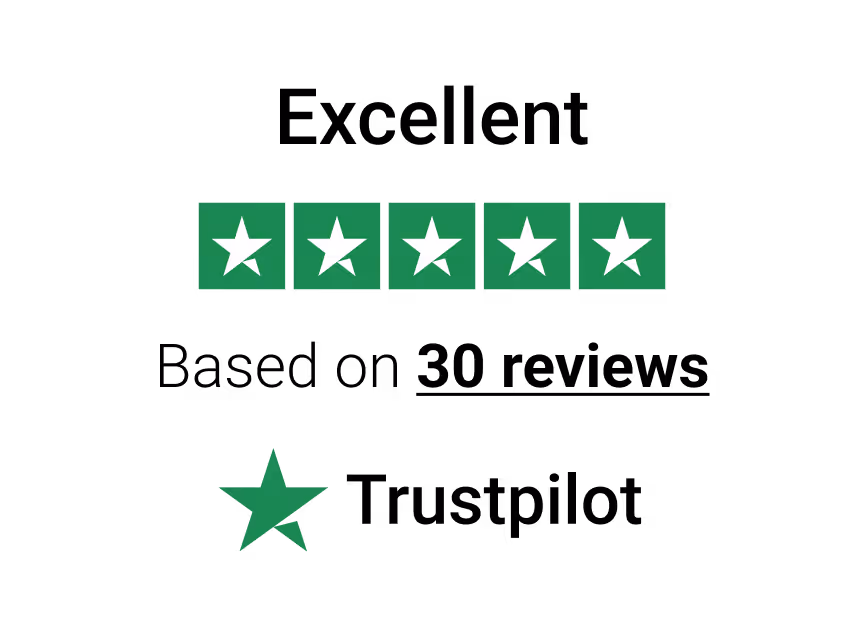 An "Excellent" Trustpilot review rating status based on 30 reviews
