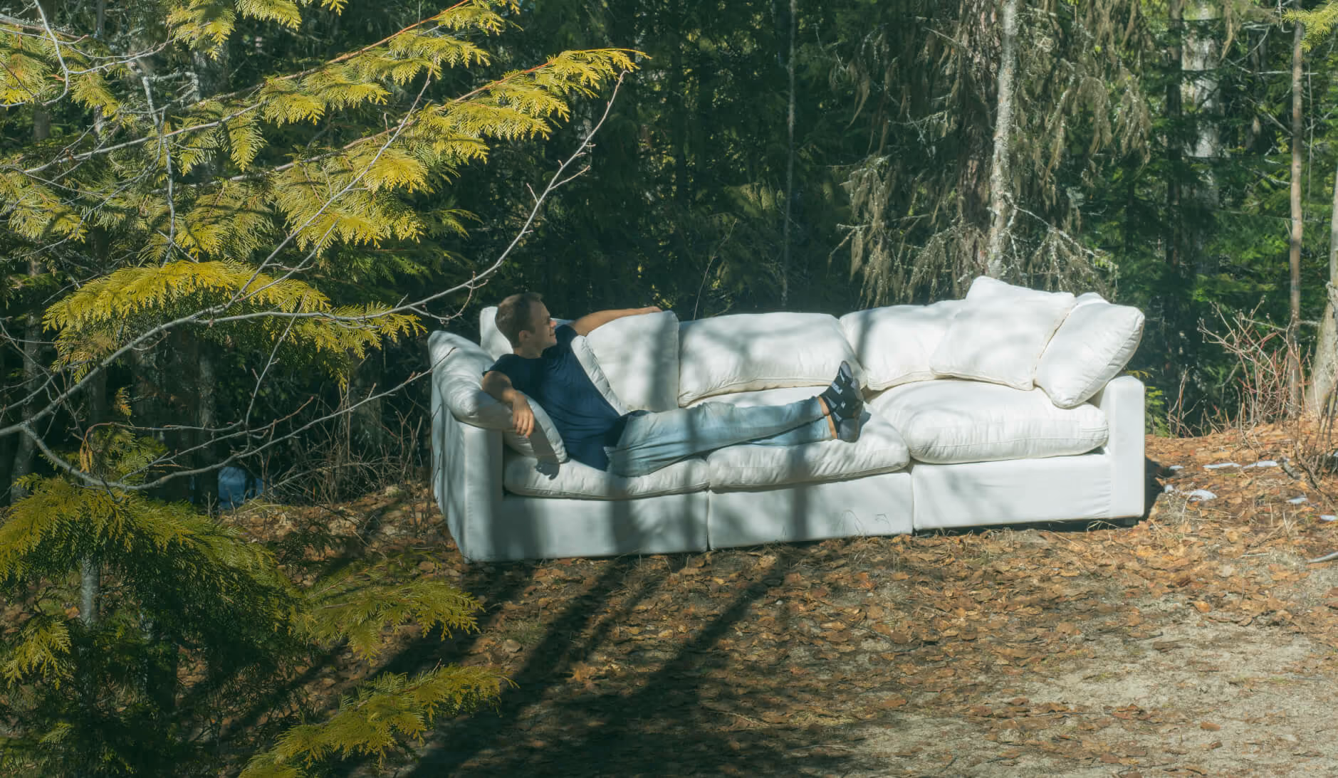Luun founder sitting on a Luun modular sofa