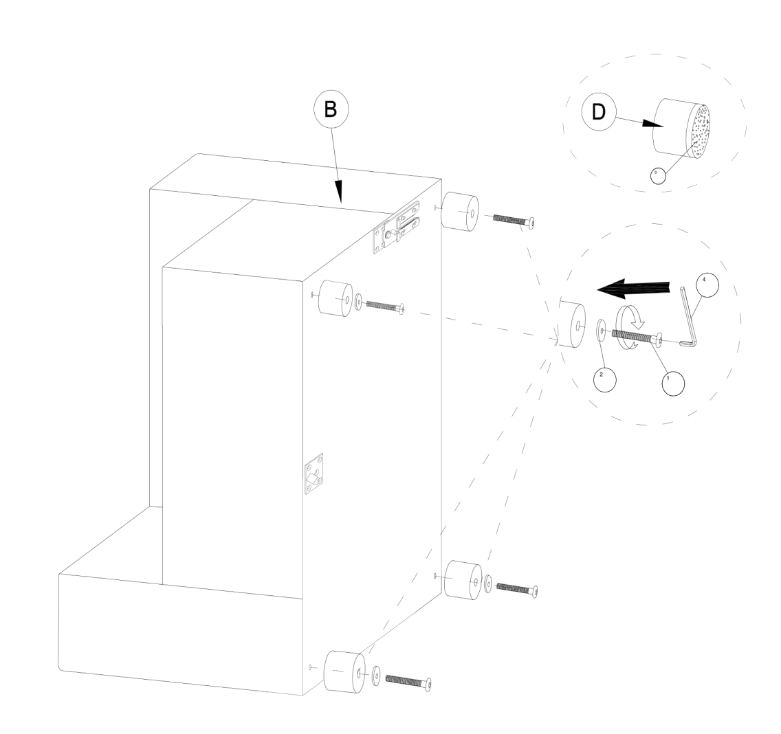 Step 1 assembly illustration showing legs attaching to the frame body
