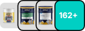 Range of Omega paint tins with a 162+ product range badge