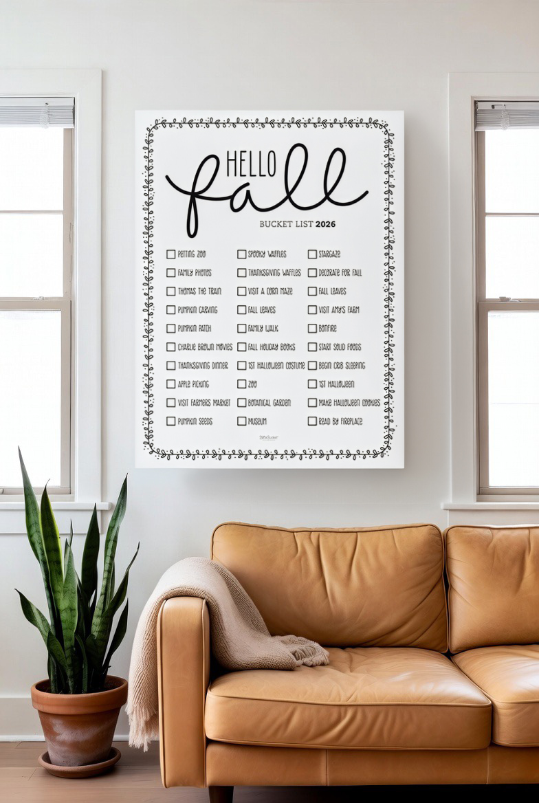 Hello Fall print in a living room