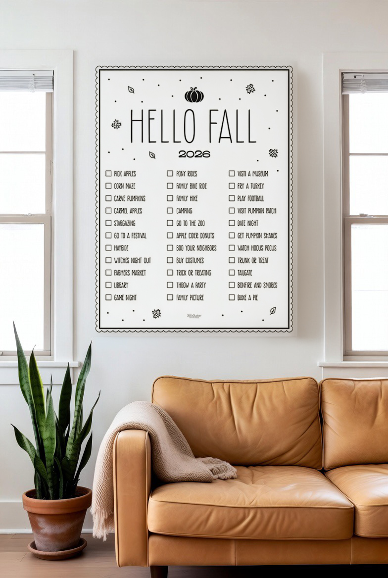 Hello Fall print in a living room
