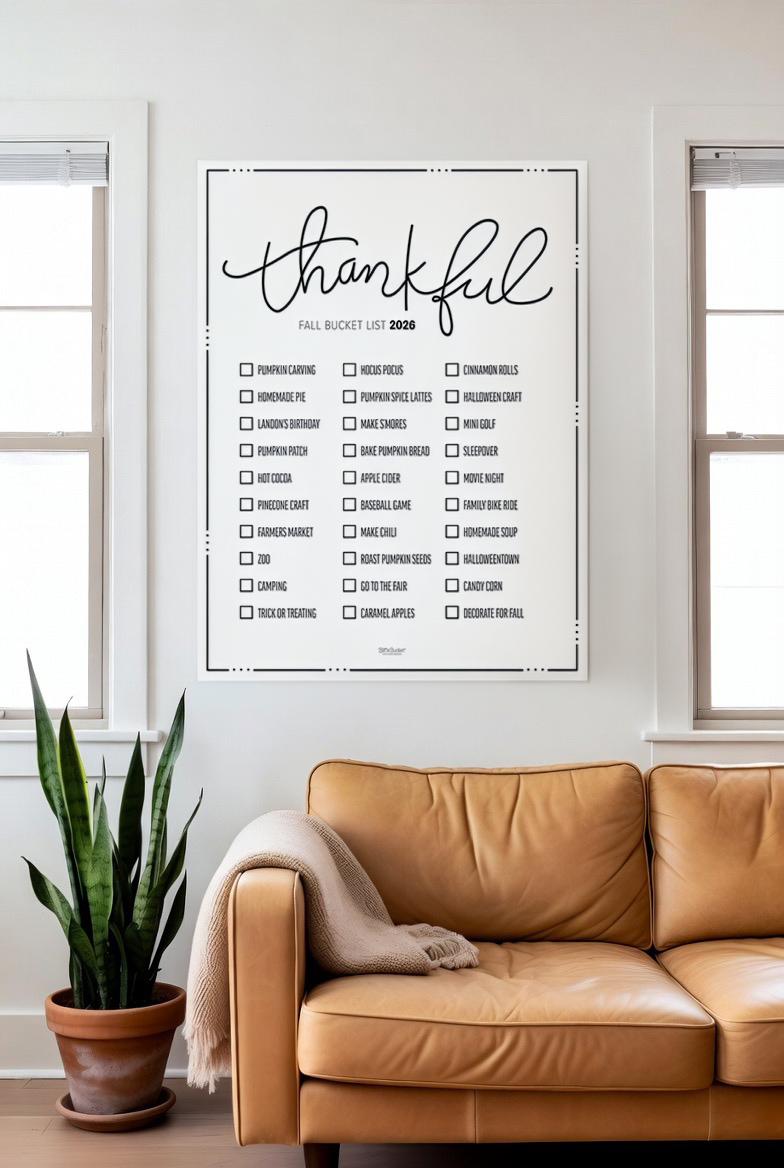 Thankful print in a living room
