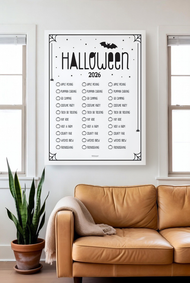 Halloween print in a living room