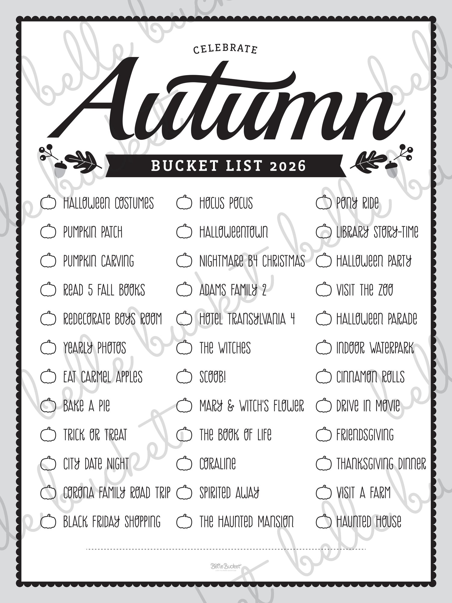 A close look at the Celebrate Autumn list design