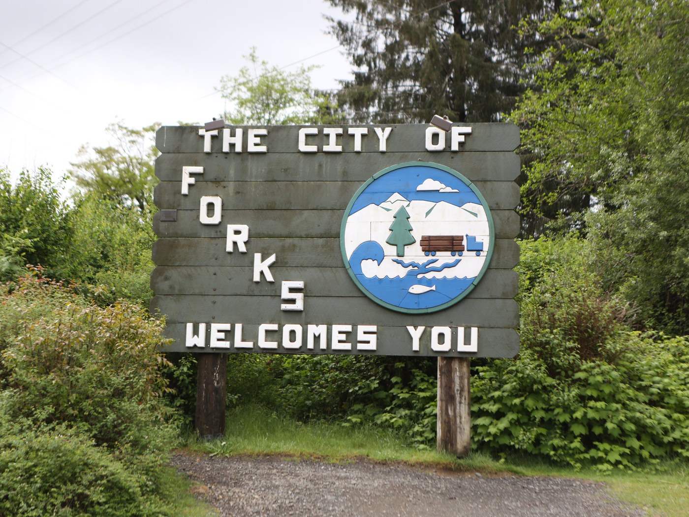 The City of Forks welcome sign