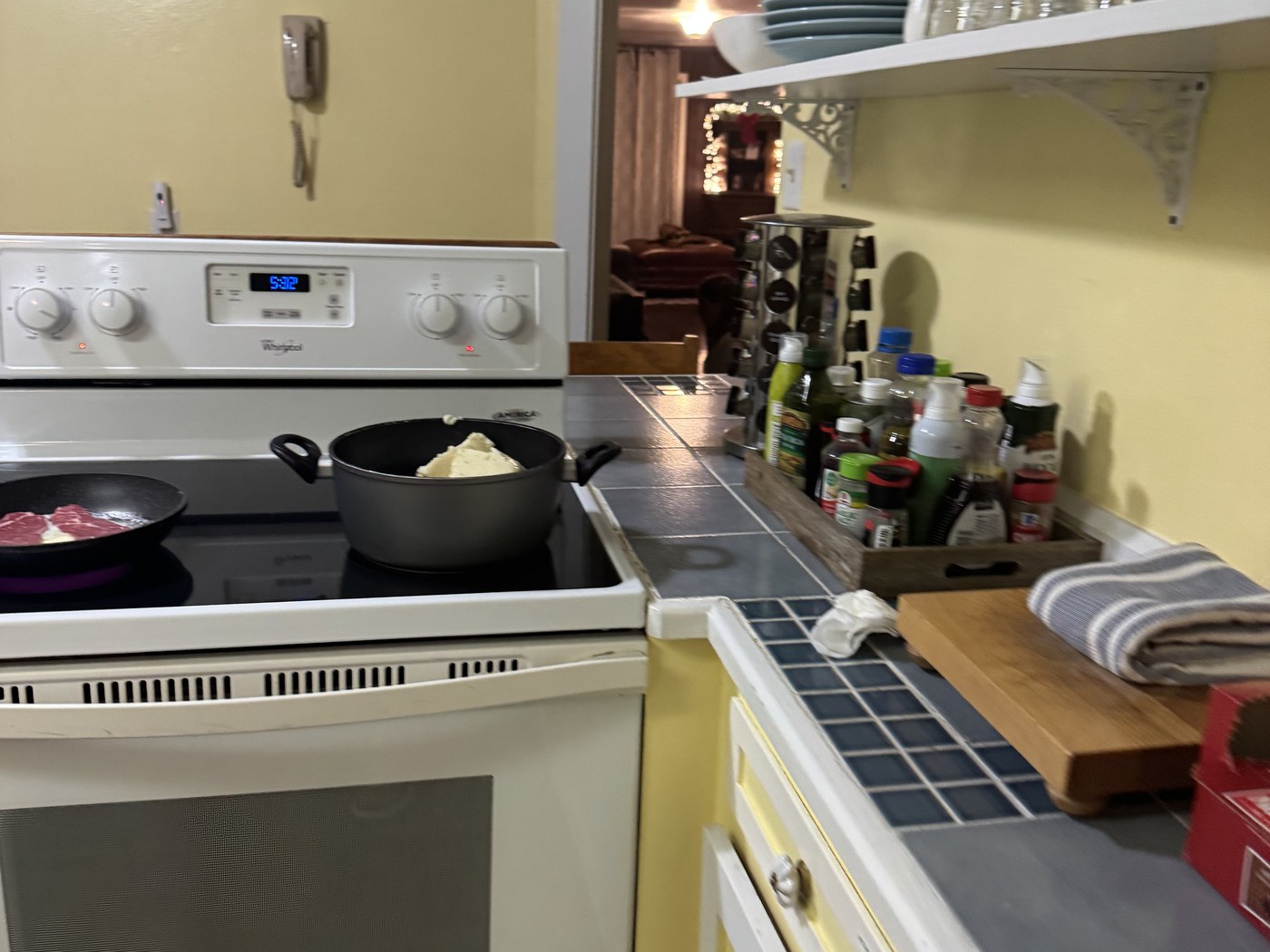 The yellow kitchen inside the Swan House in Forks