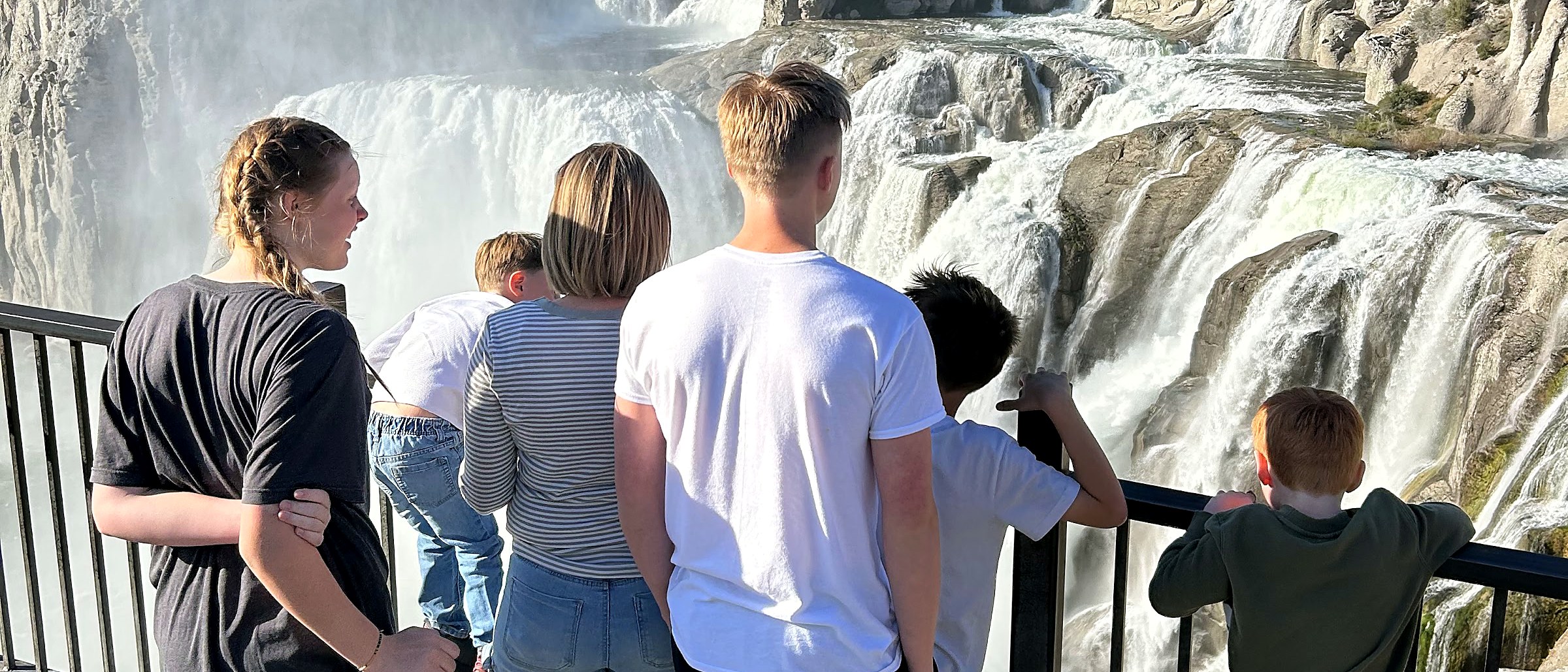 Our family at the railing above Shoshone Falls in Twin Falls, Idaho
