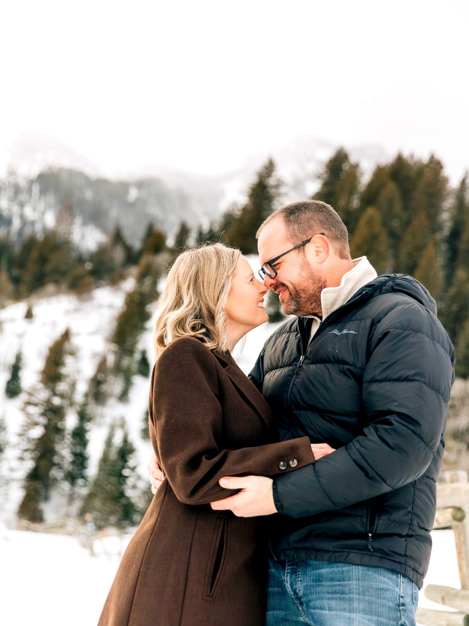 Amy and Chris in the snow in the mountains