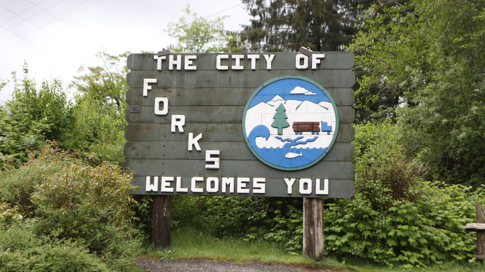 The City of Forks welcome sign