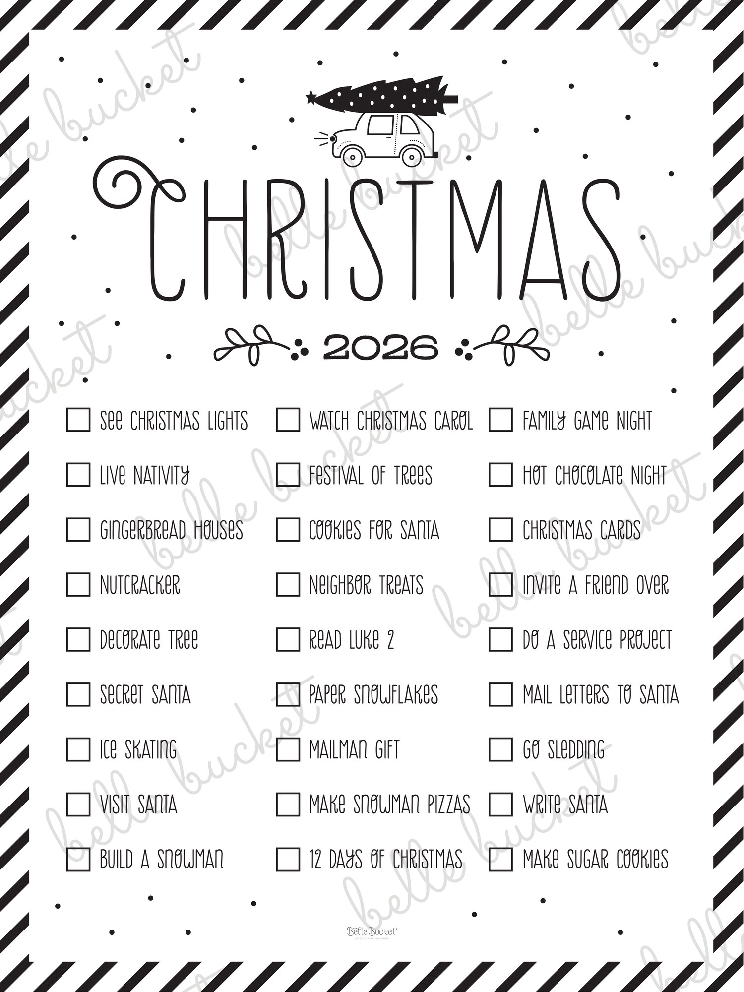 A close look at the Christmas Car list design
