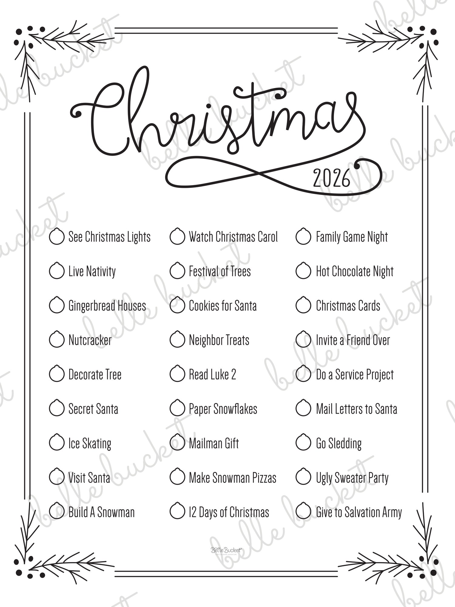 A close look at the Christmas Holly list design