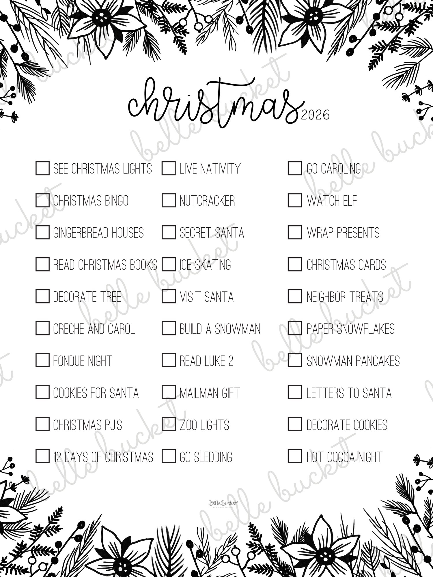 A close look at the Christmas Pine list design