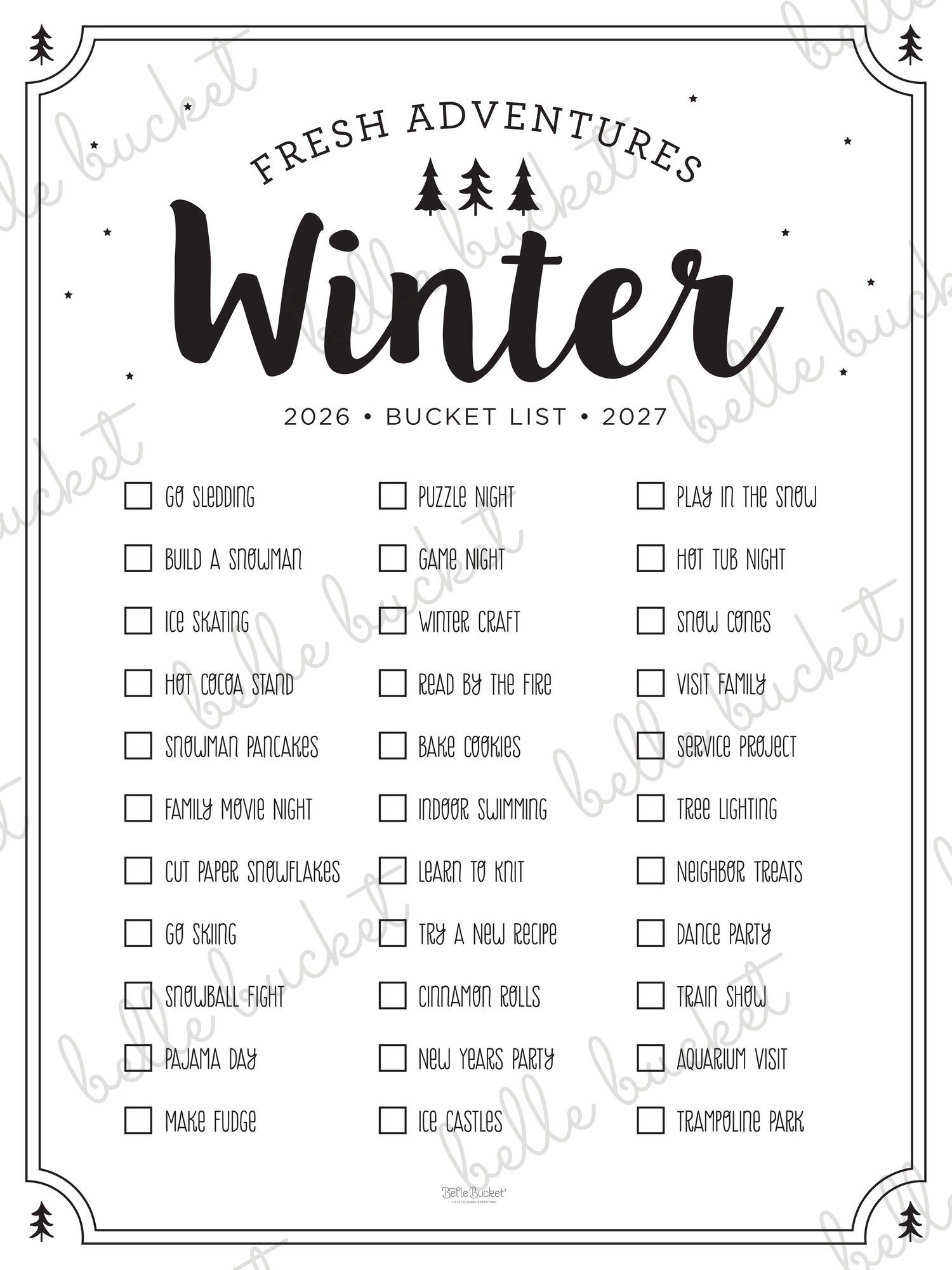 A close look at the Winter Adventures list design