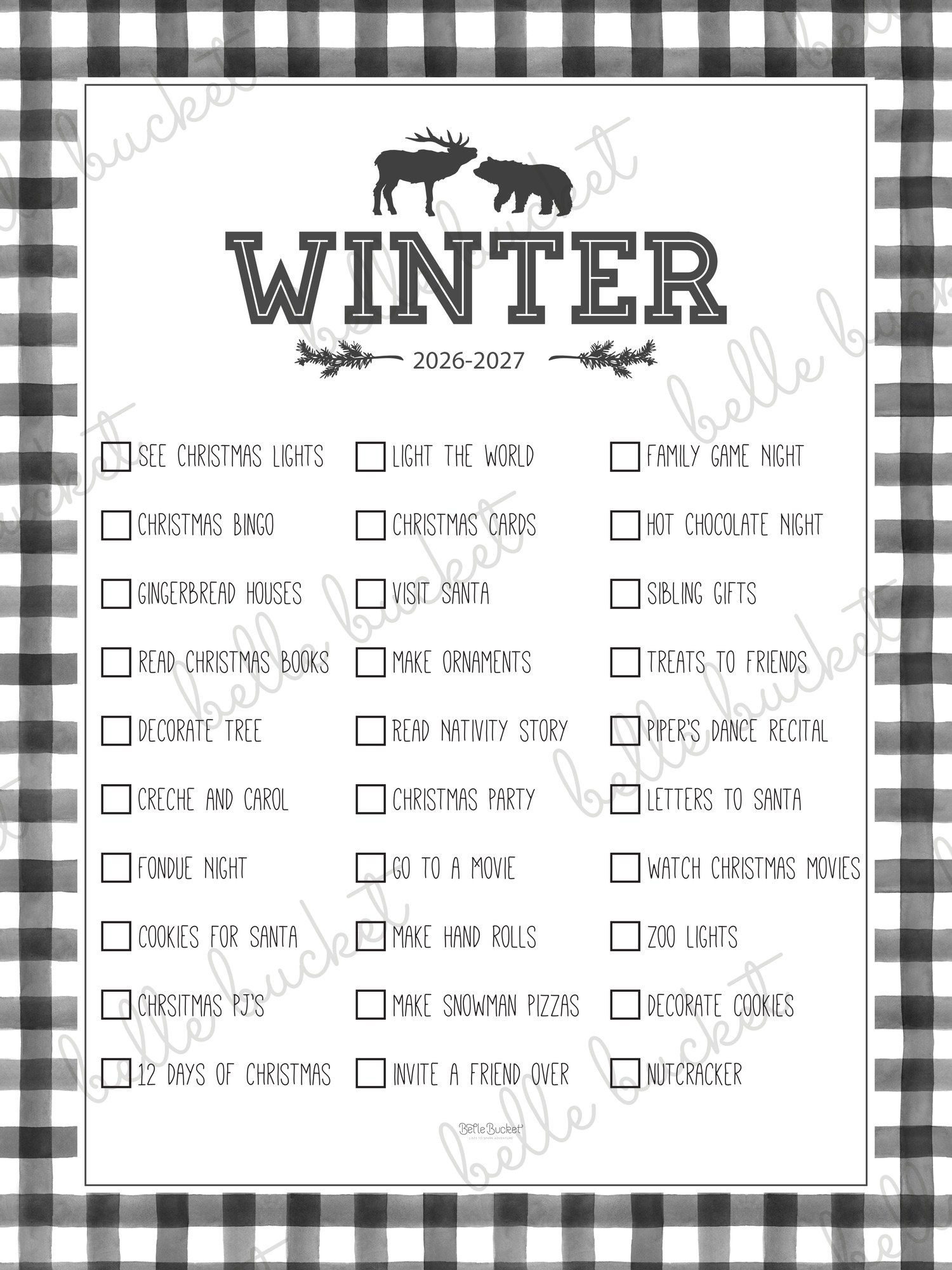 A close look at the Winter Woodland list design