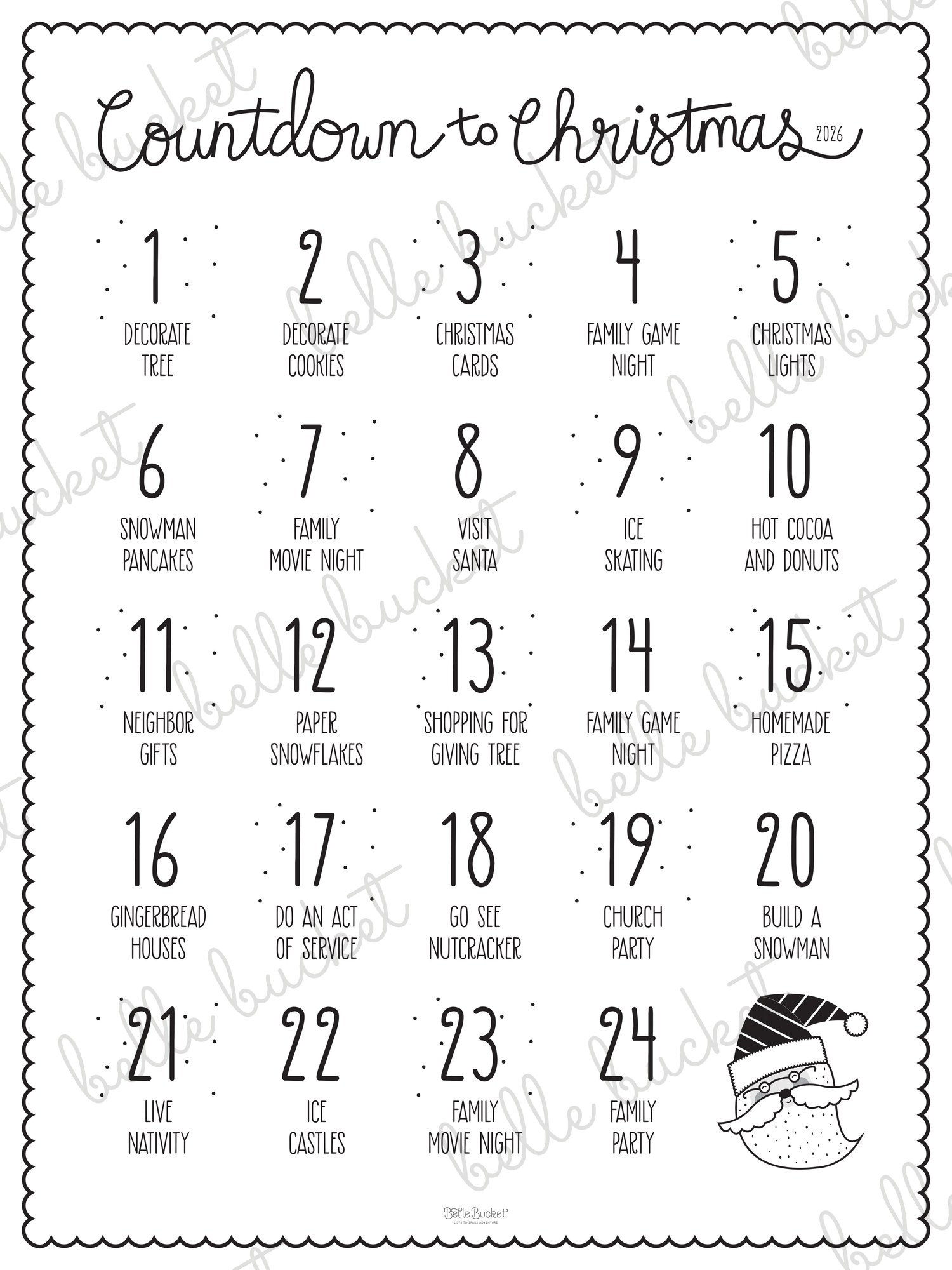 A close look at the Countdown to Christmas list design