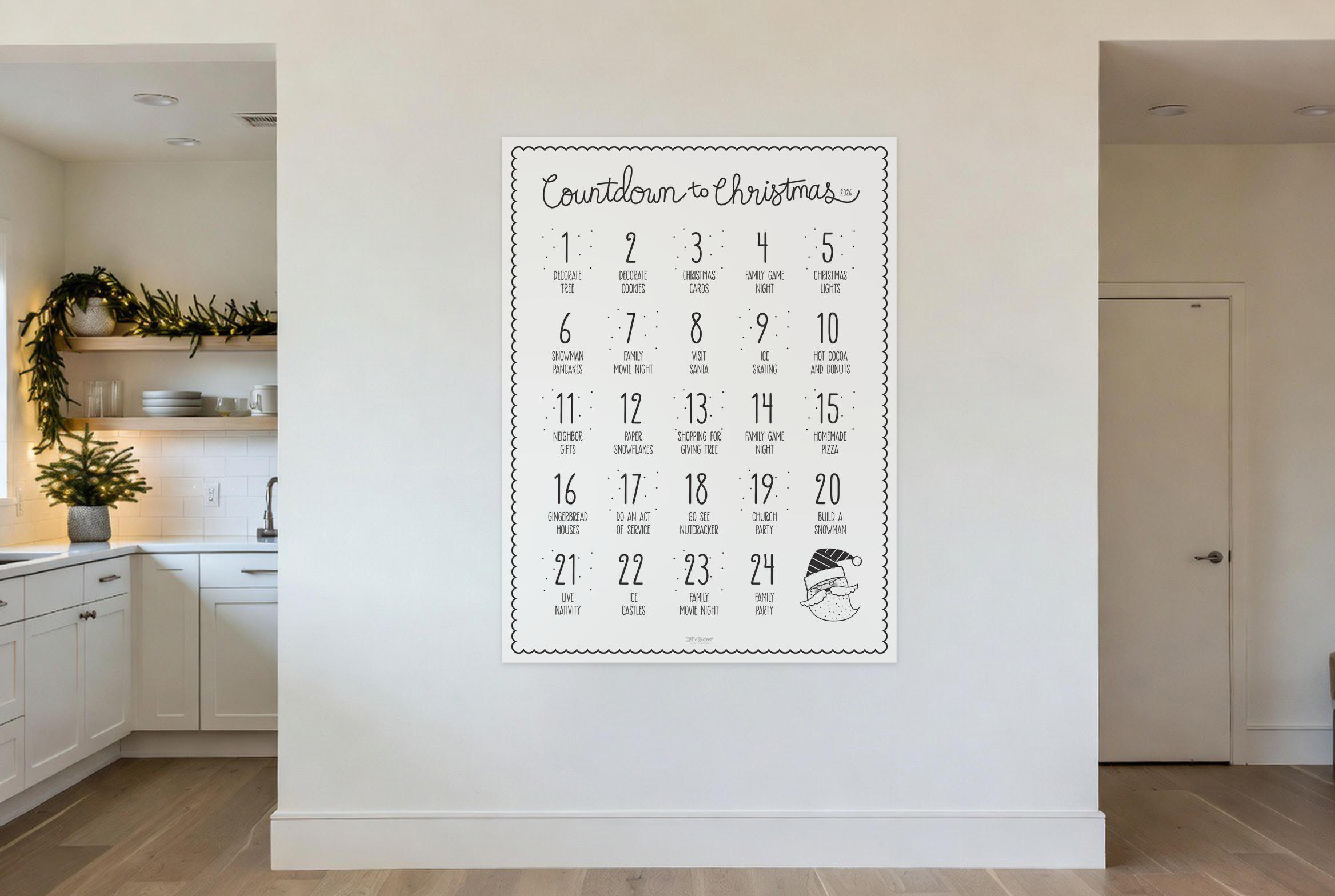 Countdown to Christmas print on the wall