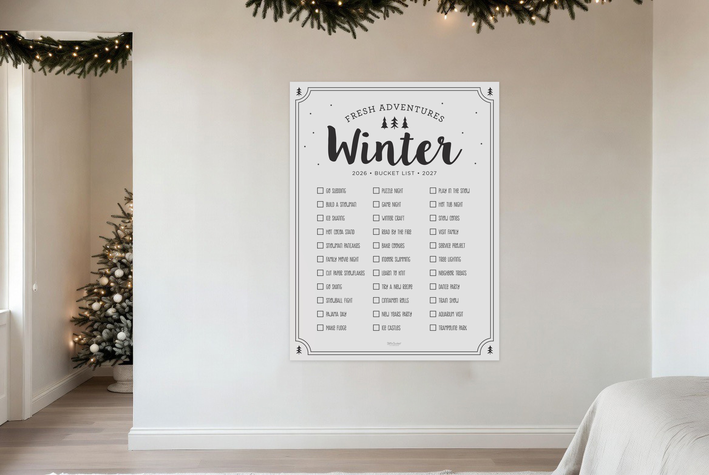 Winter Adventures print on the wall
