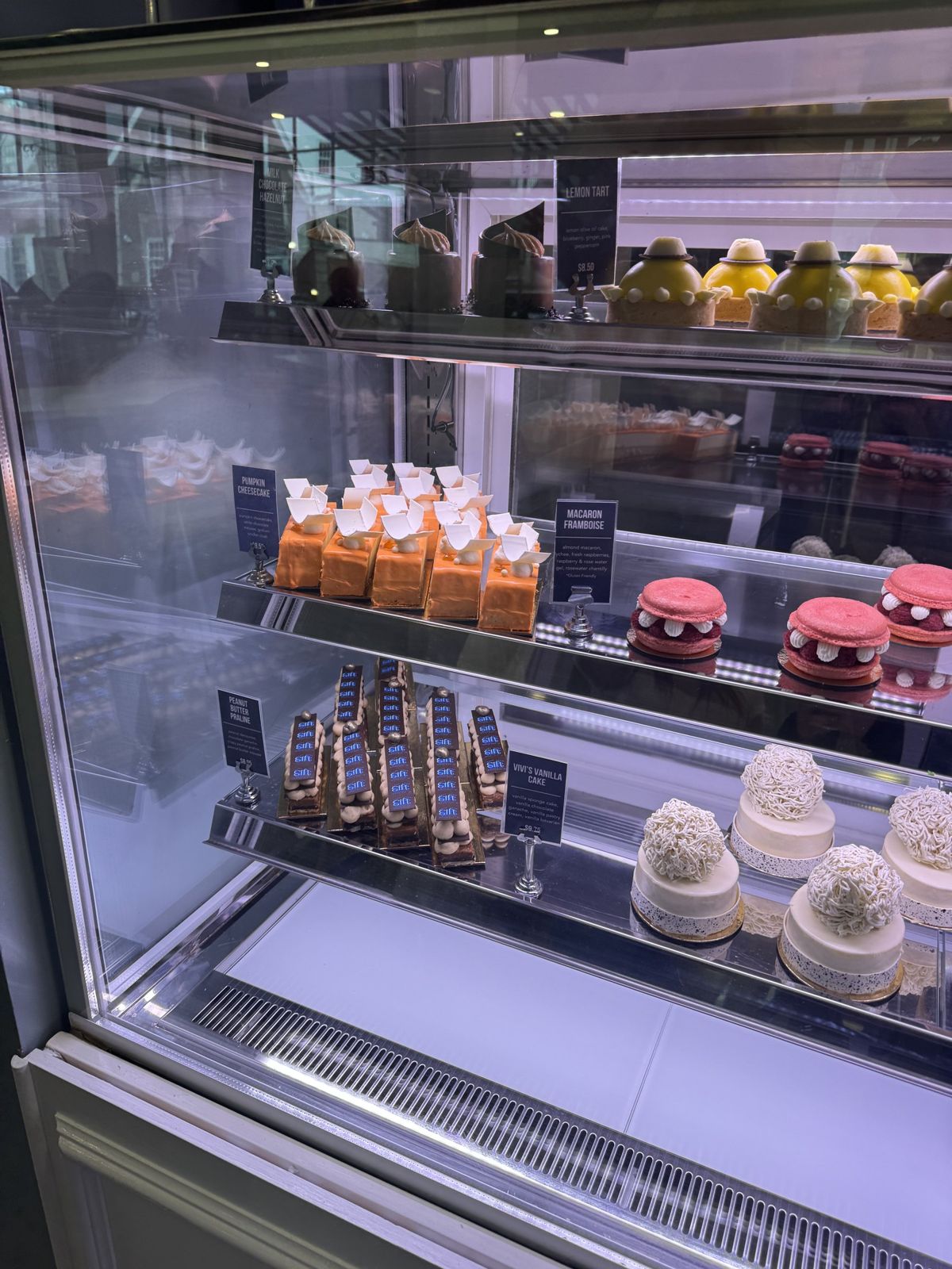 A bakery case in Mystic