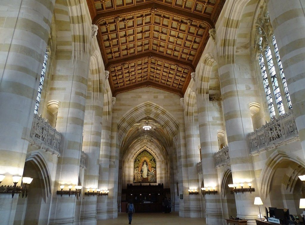 The nave of Sterling Memorial Library