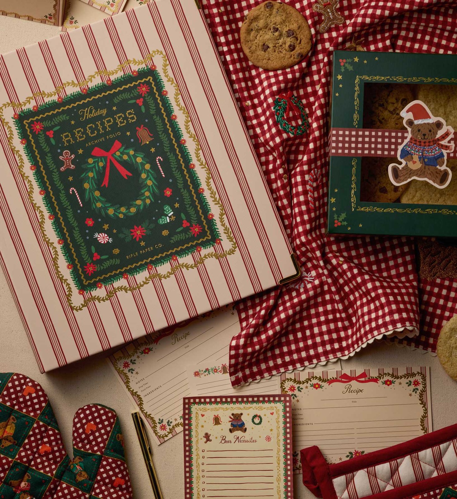 A Christmas table with a recipe card