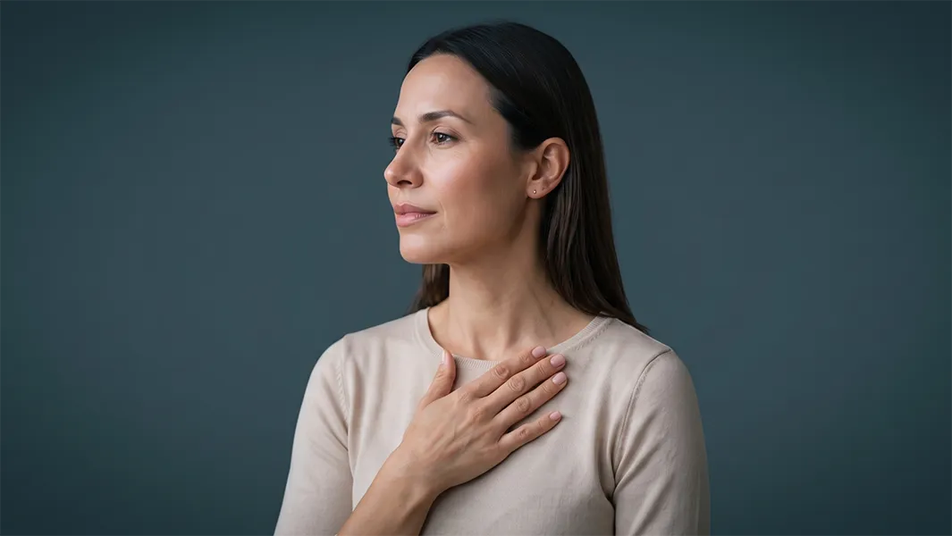 Imagen de una mujer preocupada por su voz
