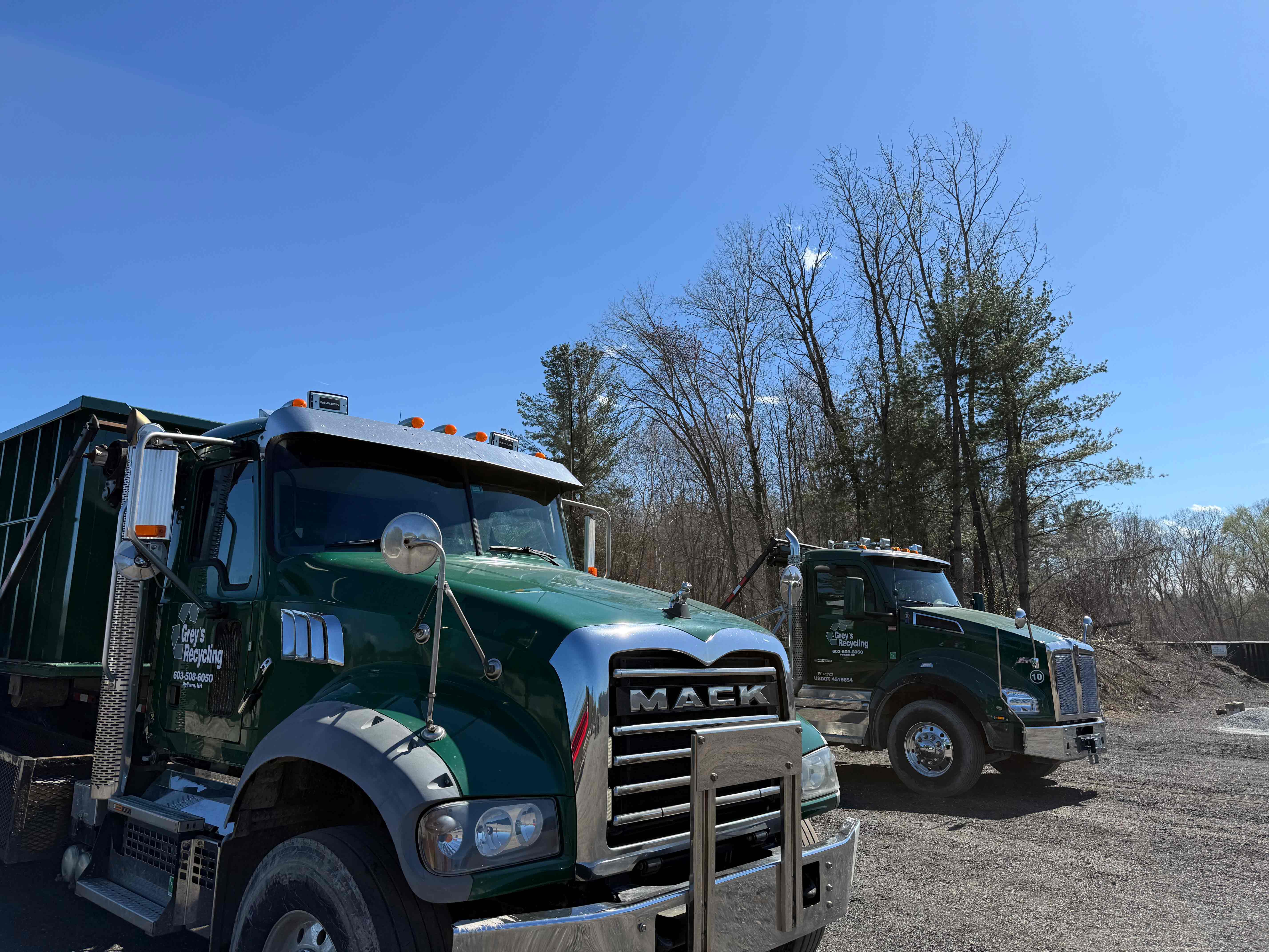 Grey’s Recycling roll-off truck at the company yard