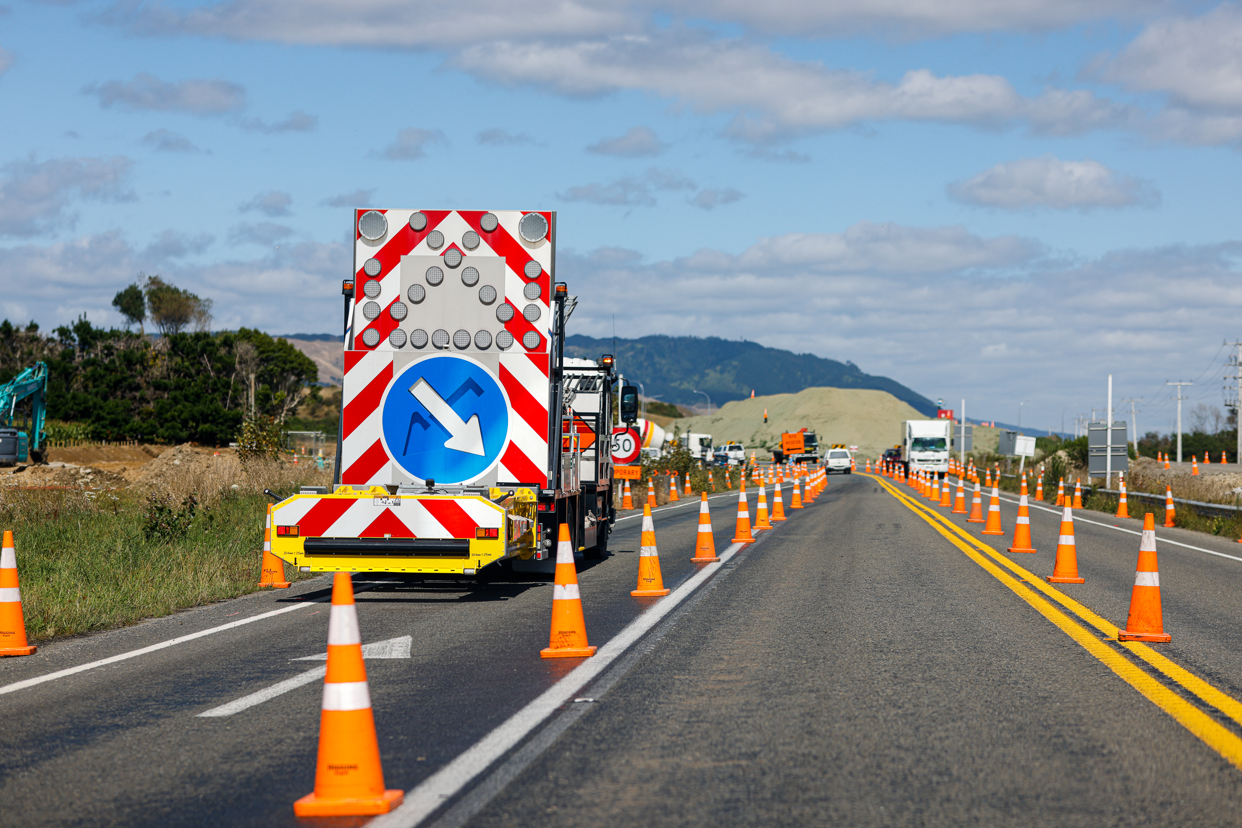 Temporary traffic management vehicle at some road works