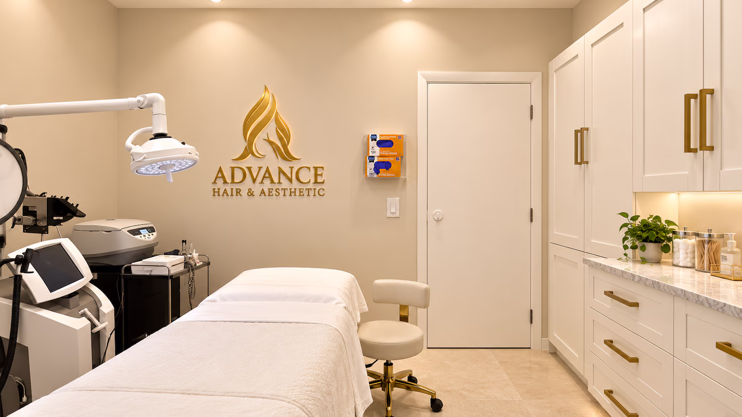 Treatment room at Advanced Hair & Aesthetics clinic in Doral, Miami