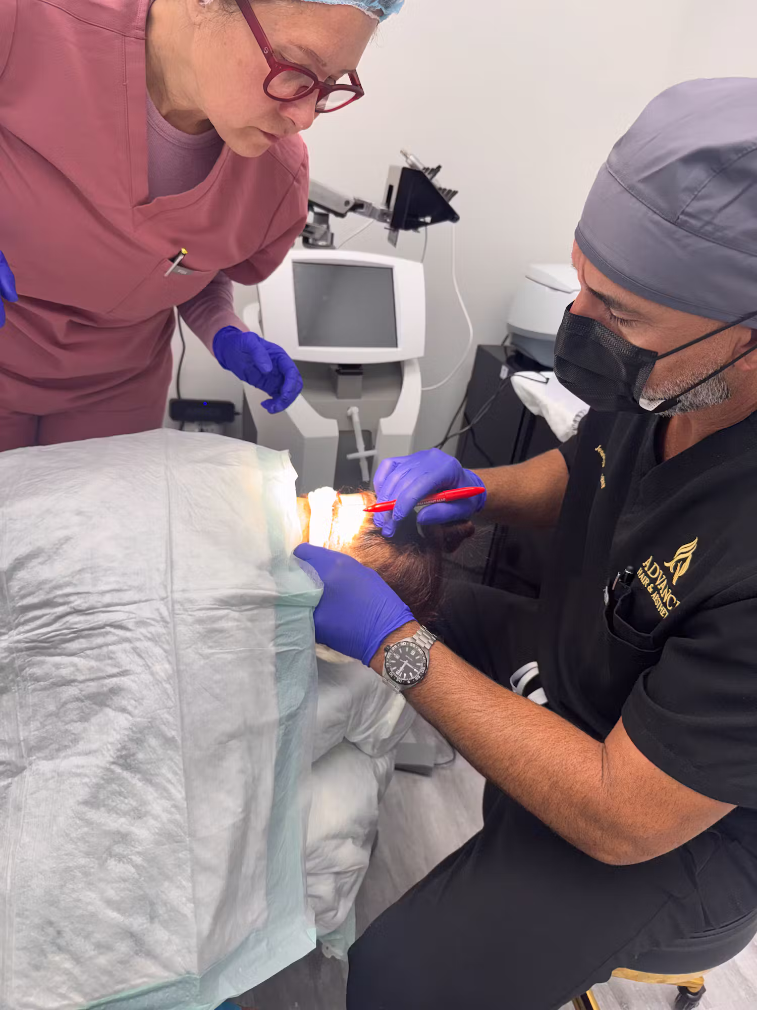 Hair restoration consultation at Advanced Hair & Aesthetics in Miami