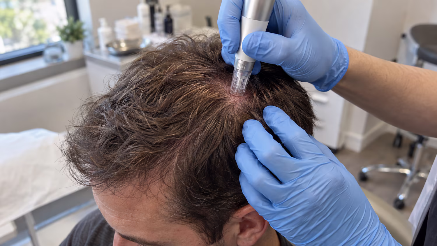 Scalp microneedling for hair restoration in Miami