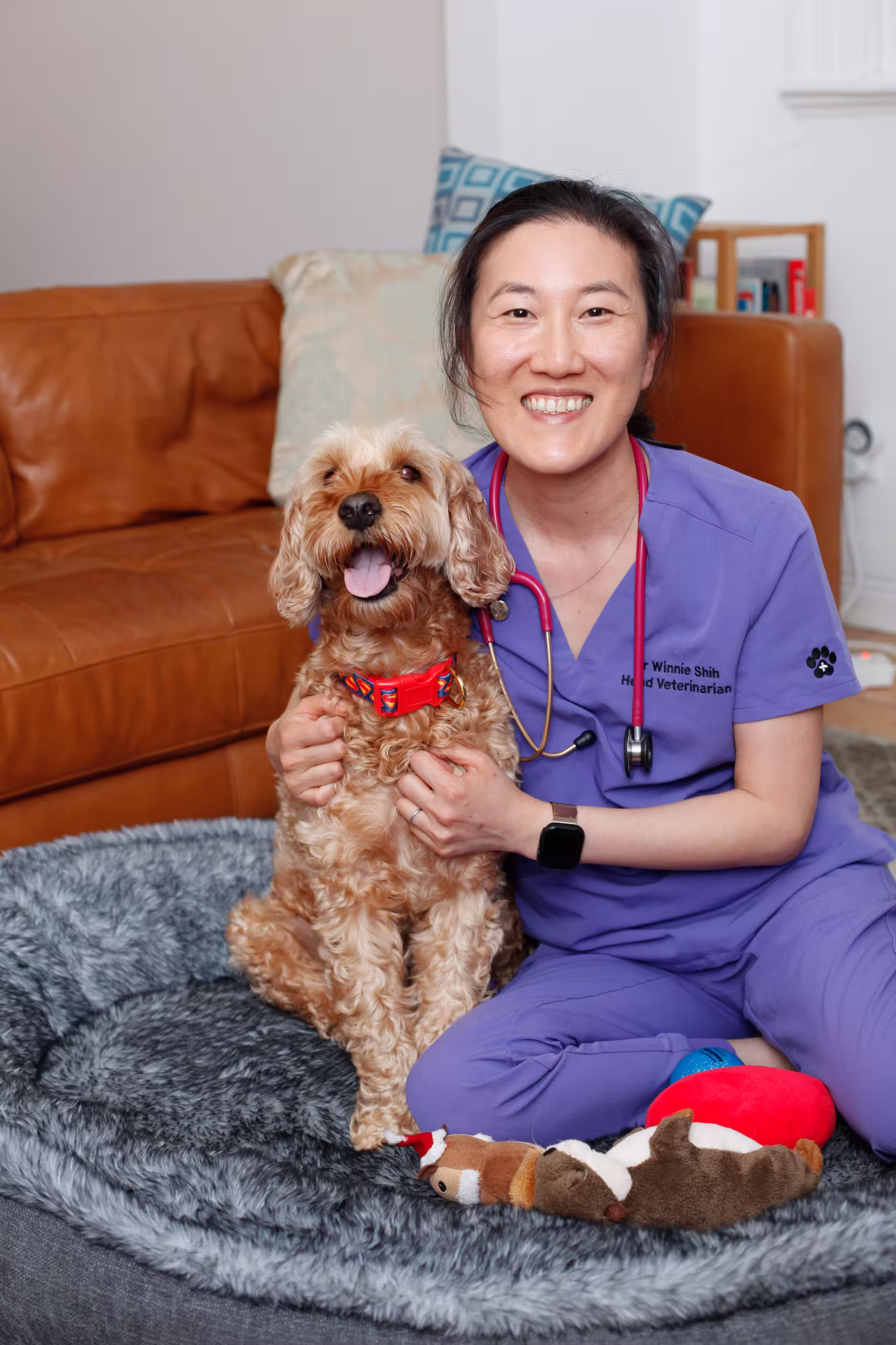 Dr Winnie from Gentle Vet Care and a cute puppy during a home vet visit