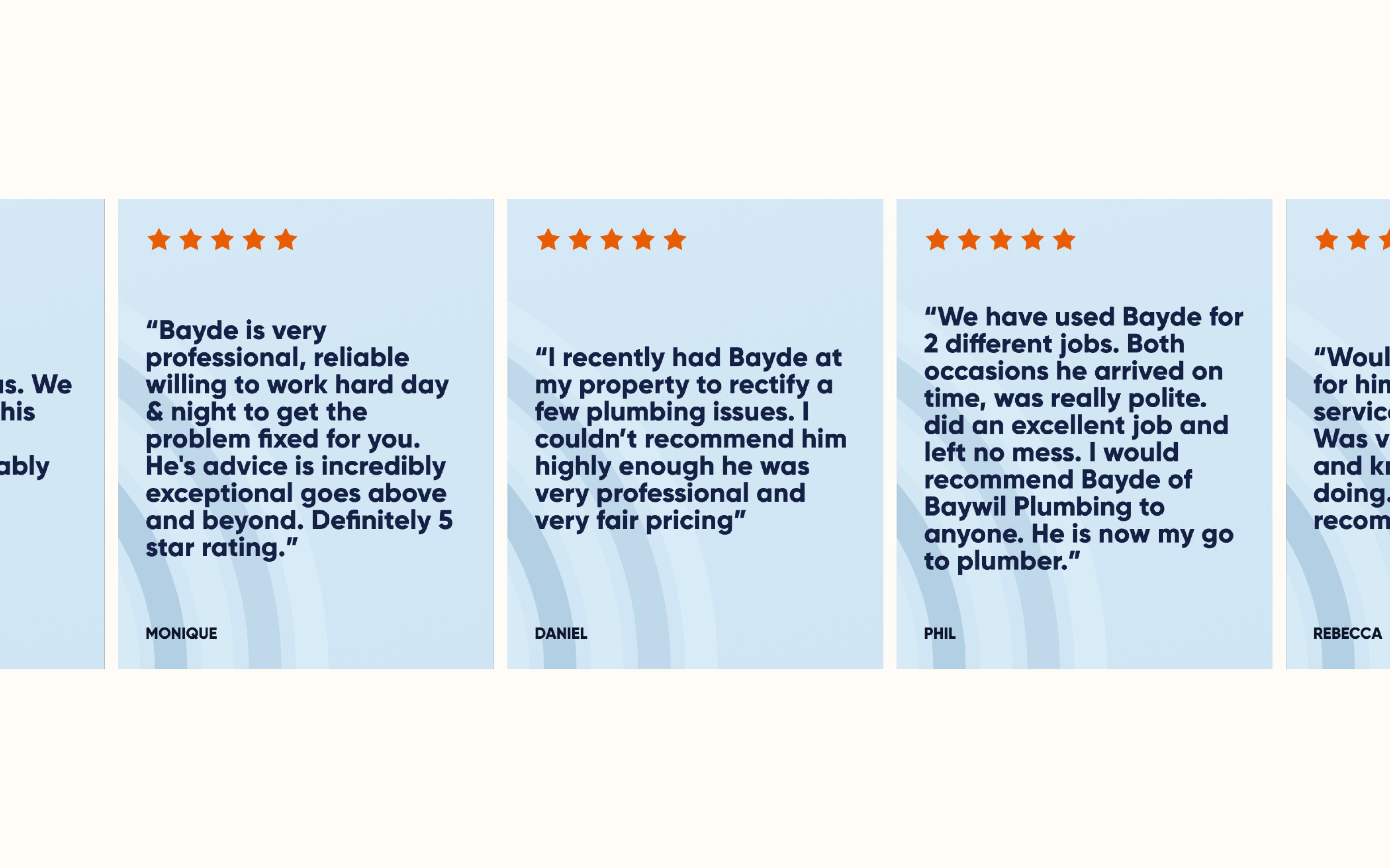 Baywil Testimonials Section