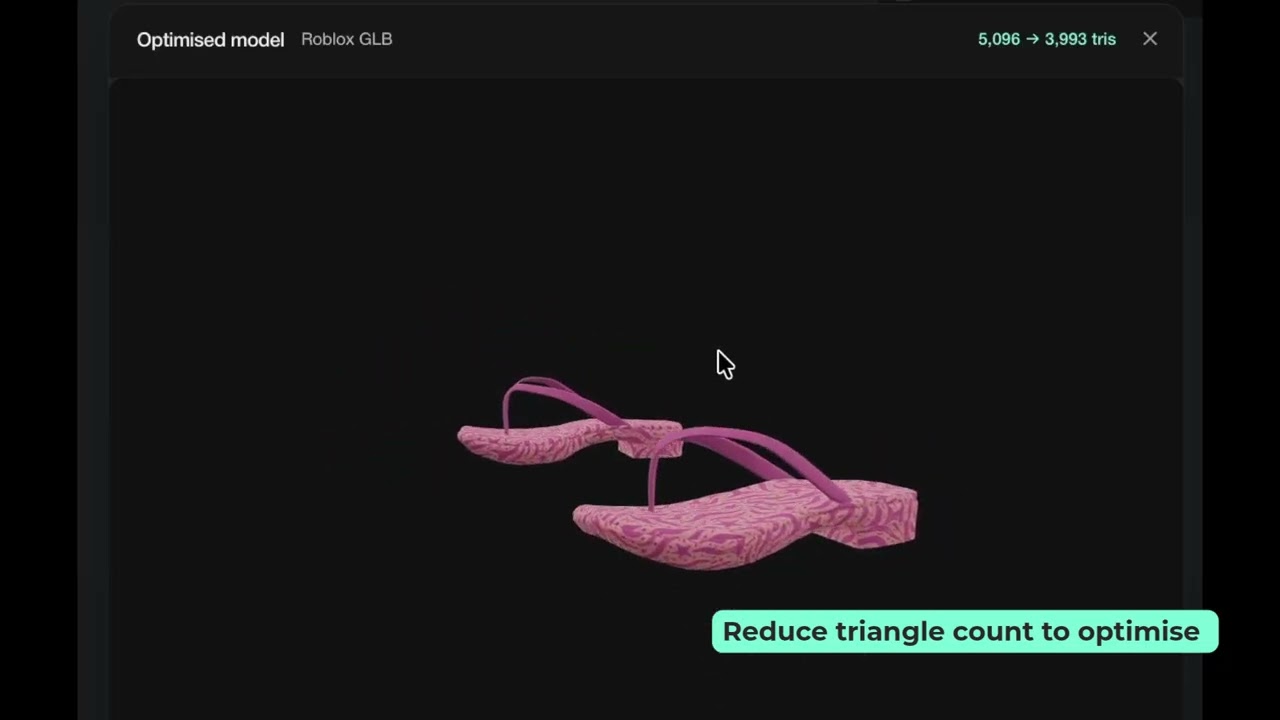 Triangle count, texture size and file size shown in the Alvalan editor