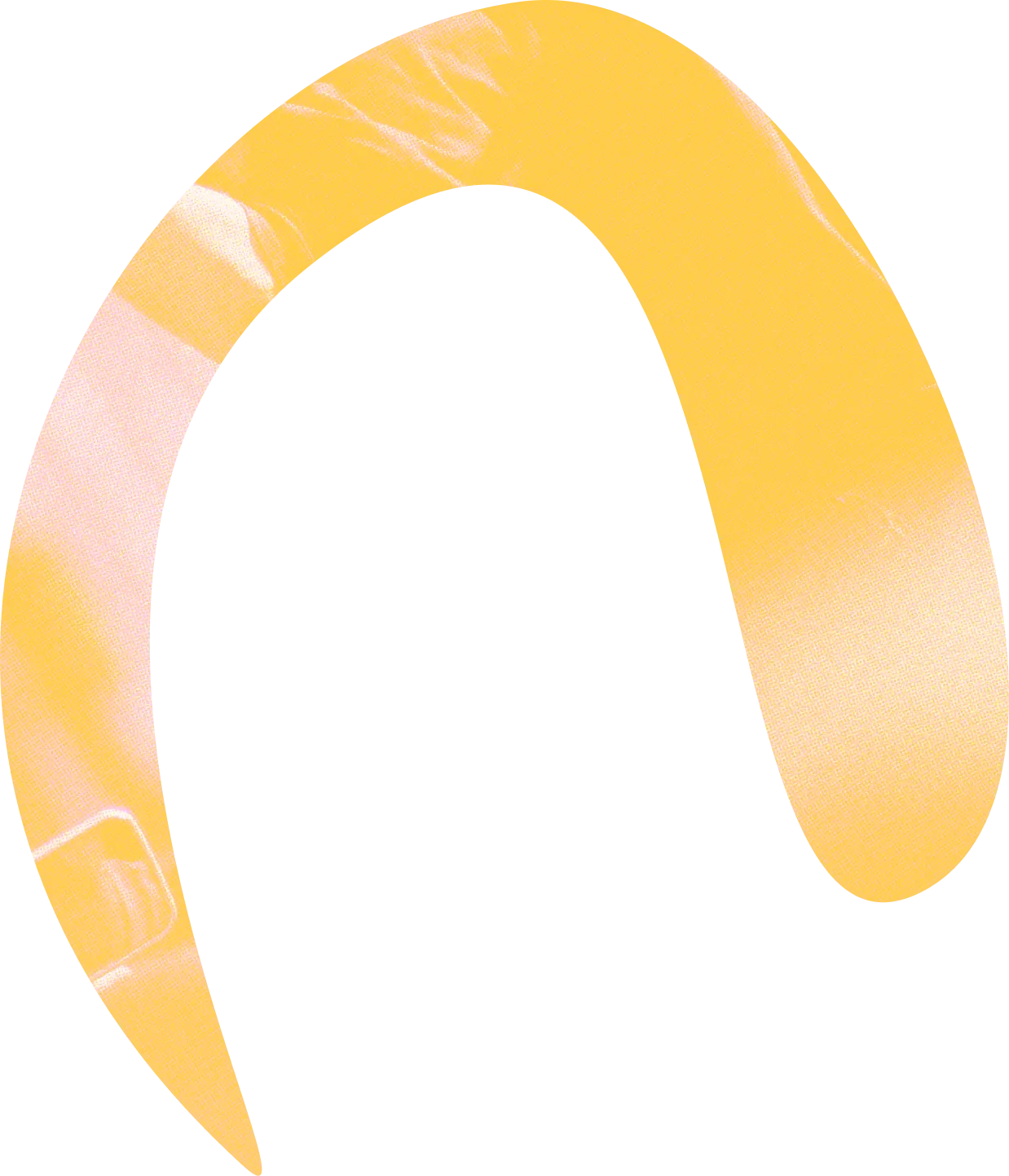 Forme jaune, avec des détails texturés, sur fond transparent.
